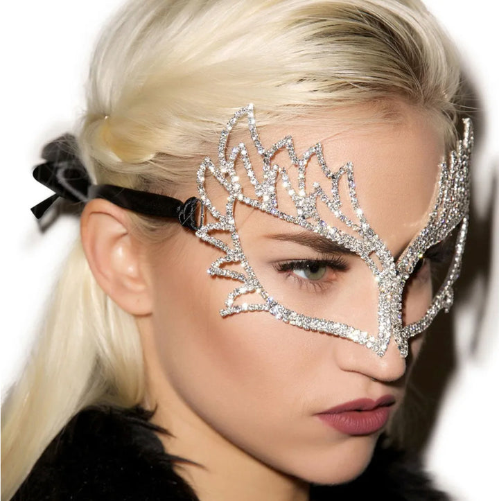 Crystal Rhinestone Masquerade Mask for Women Halloween Prom Party Jewelry